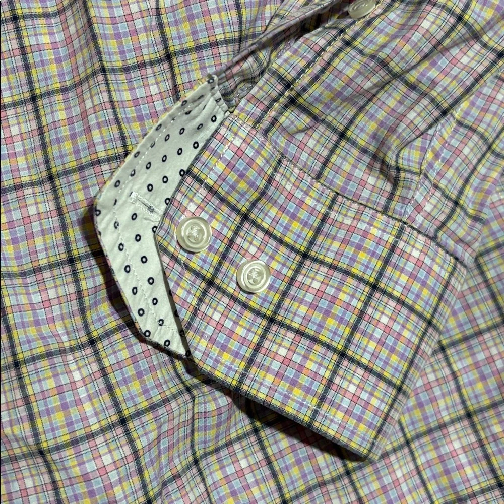 Tailorbyrd Men's Checkered Button Down Shirt - Pink Blue Yellow Sz XL